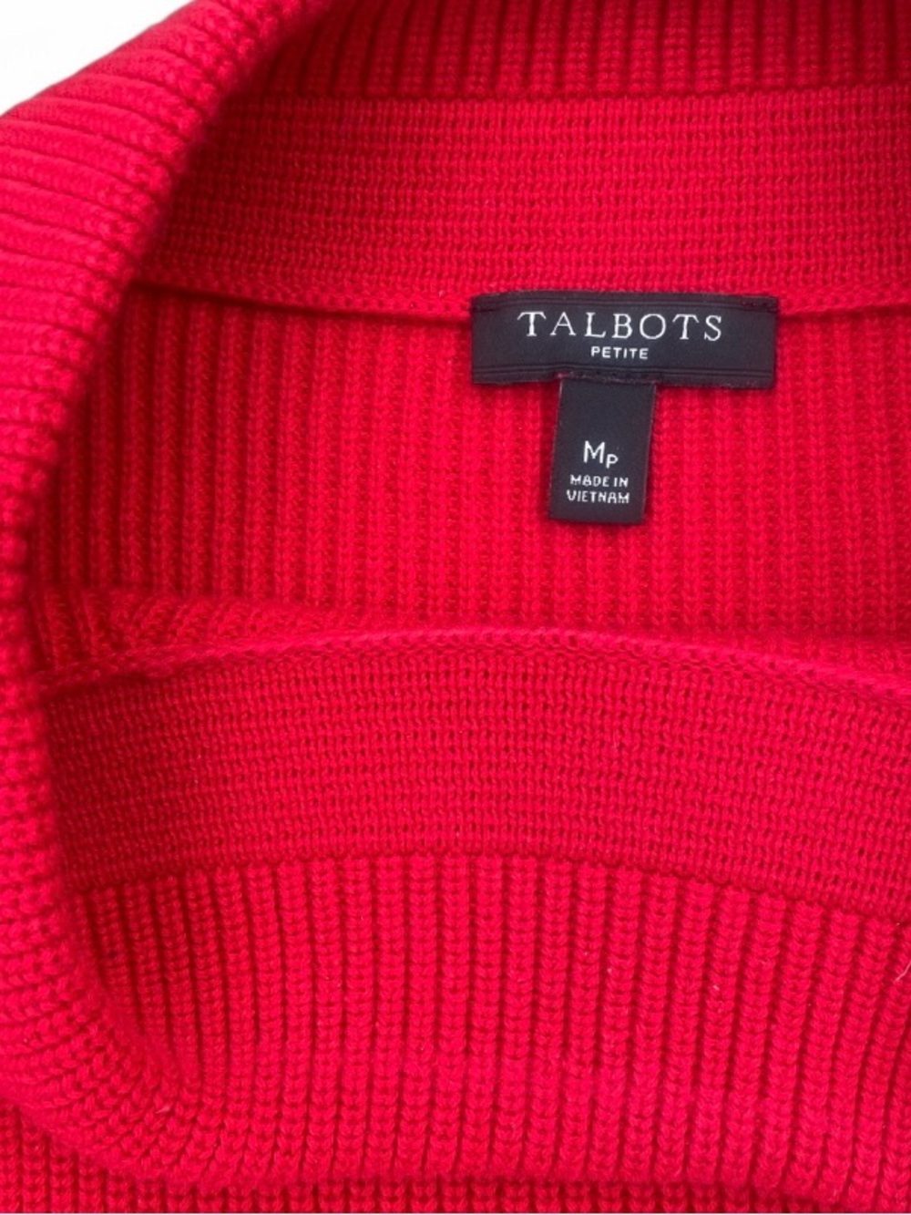 Talbots Petites Red Pima Cotton Turtle Neck Cozy Knit Long Sleeve Sweater Sz Mp - Picture 3 of 5